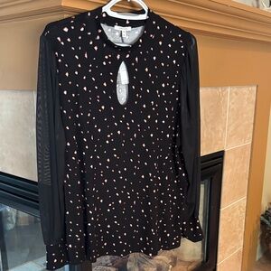 Elegant Black Blouse with Pink Accents